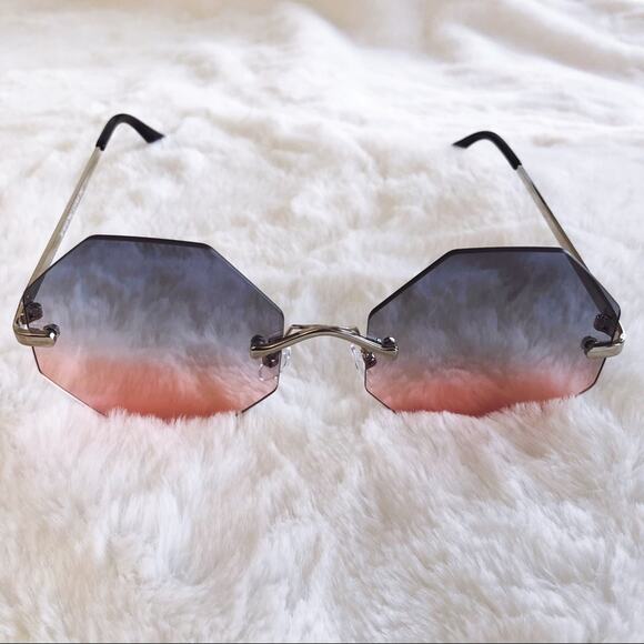 Alaiya Blue & Pink Octogonal Ombre Sunglasses - Picture 5 of 9